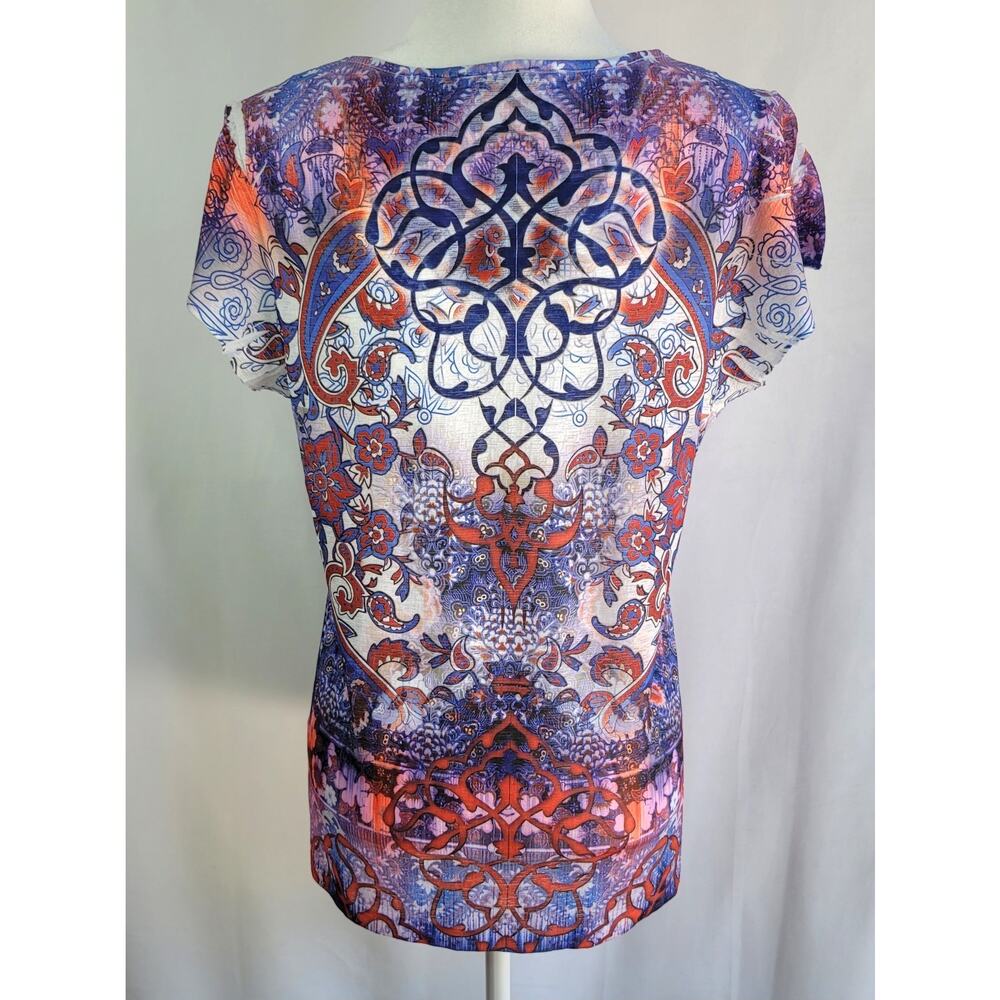 APT. 9 Patriotic Red White Blue Paisley 4th of July Rhinestone Blouse Size L - Picture 3 of 12